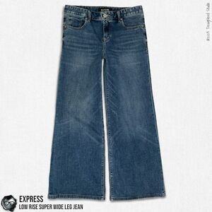 EXPRESS LOW RISE ORIGINAL SUPER WIDE LEG JEAN IN INDIGO SIZE 6P